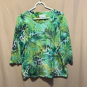 Alfred Dunner Green Patterned Blouse